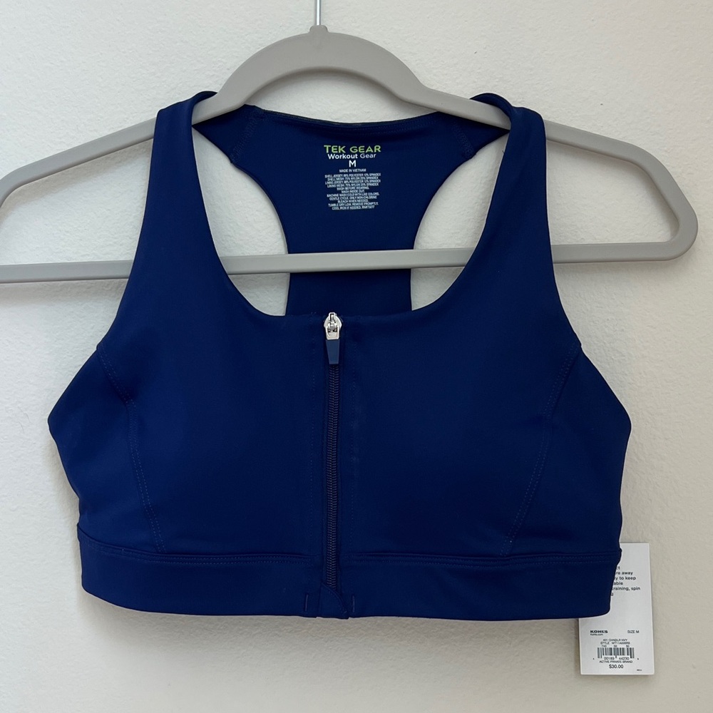 Tek Gear Women's Navy Zip-Front Sports Bra